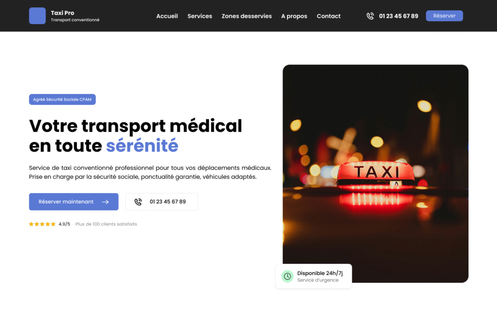 Création de site internet pour taxi pas chère - Digibeecom