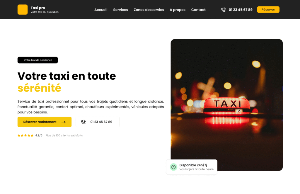 Site internet professionnel pour taxi pas chère - Digibeecom