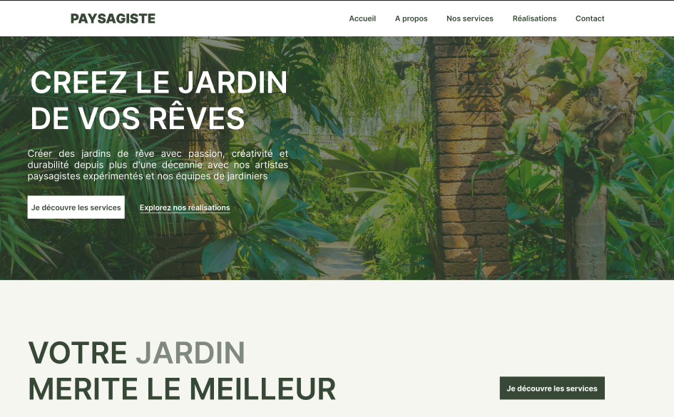 Site vitrine pour Paysagiste pas chère - Digibeecom